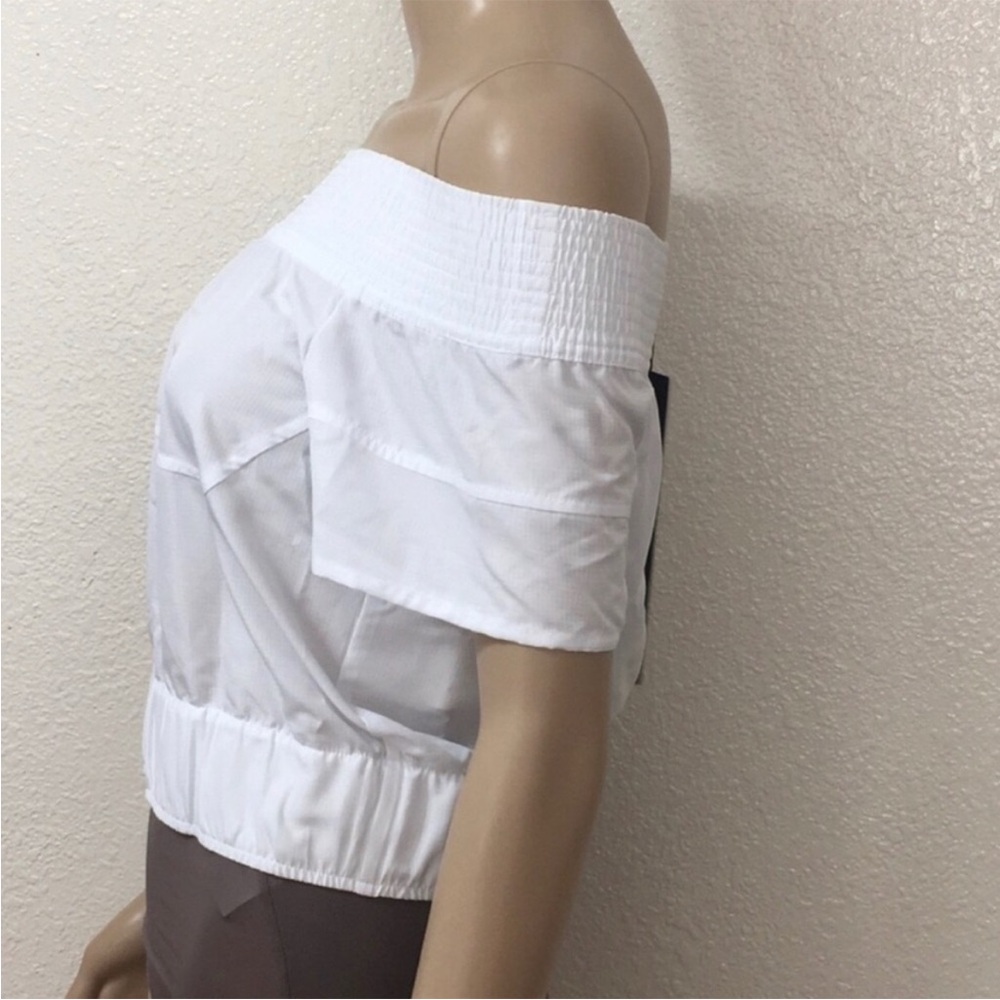 ๐ป Under Armour x Tim Coppens White Cropped Relaxed Smocked Blouse Short Sleeves - Picture 4 of 10